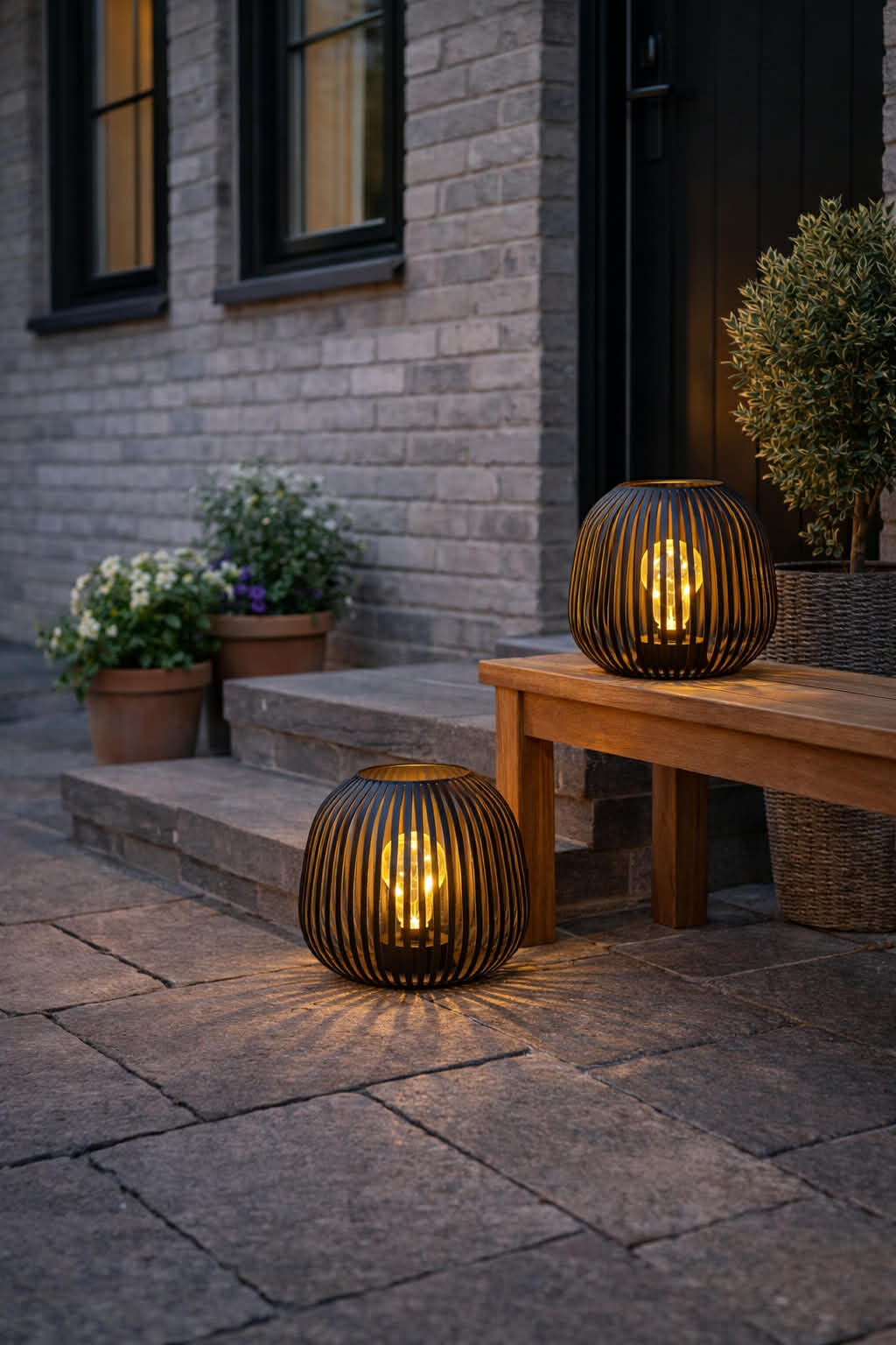 Solarlaterne Metall 20 cm – Automatisches warmweißes Licht