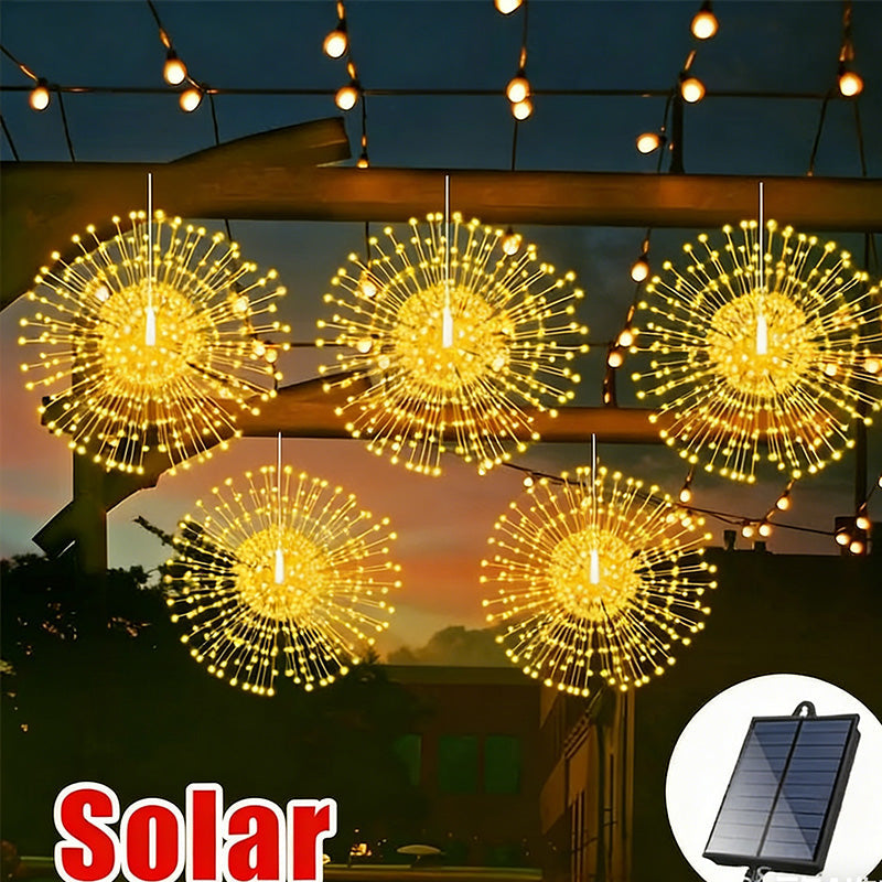 Solar-LED-Gartenlichter – Feuerwerkseffekt, ohne Kabel