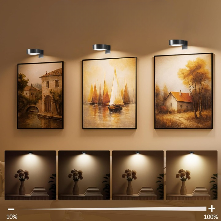 Kabellose LED-Bilderleuchte mit Fernbedienung – Magnetisch, ohne Bohren, Gold oder Schwarz