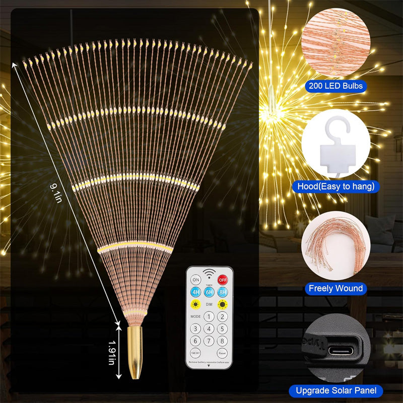 Solar-Feuerwerkslichter mit 200 LEDs - Warmweiß, Weiß, Bunt