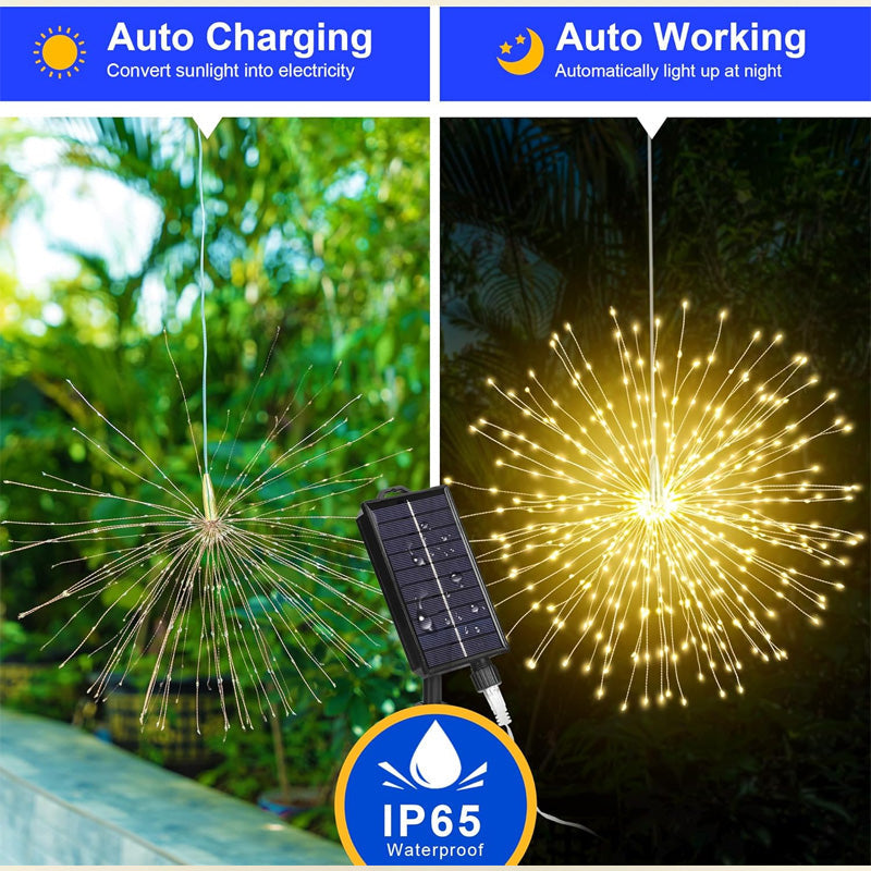 Solar-LED-Gartenlichter – Feuerwerkseffekt, ohne Kabel