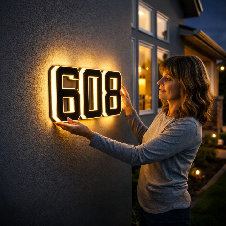 Solar Hausnummernschild – Automatisch leuchtend bei Dämmerung