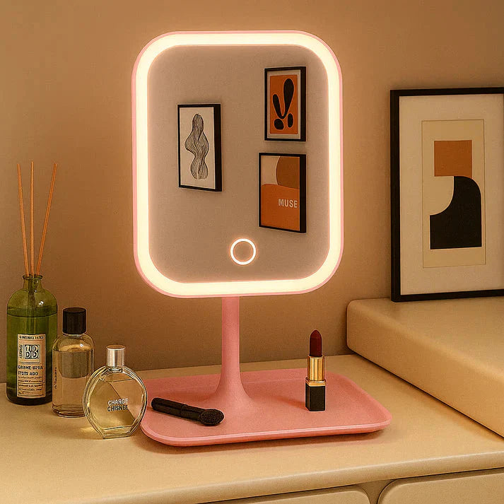 LED Schminkspiegel mit 3 Lichtfarben – kabellos, dimmbar, mit Touch-Bedienung