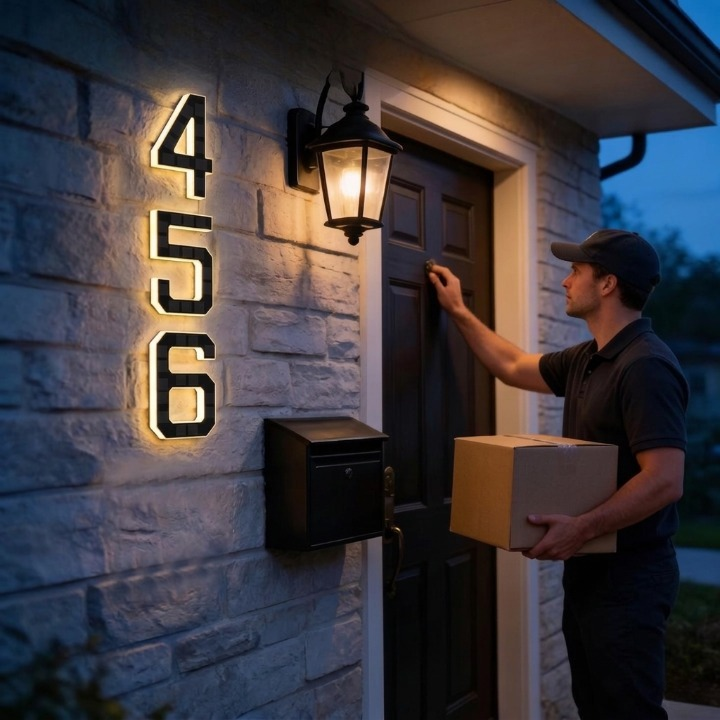 Solar Hausnummernschild – Automatisch leuchtend bei Dämmerung