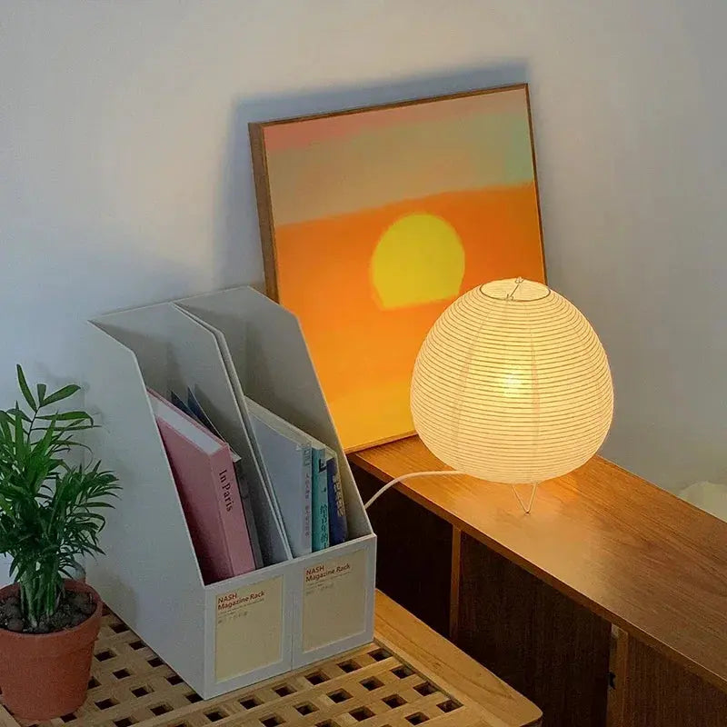 Japanische LED-Tischlampe aus Reispapier