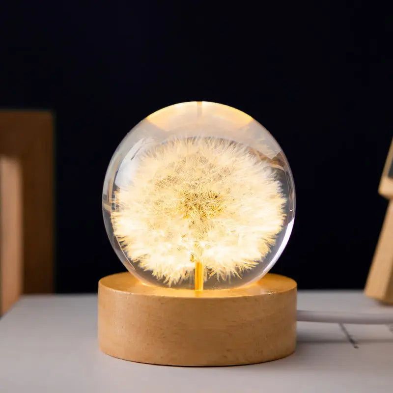 Kristallkugel-Lampe mit 3D-Blütenmotiv