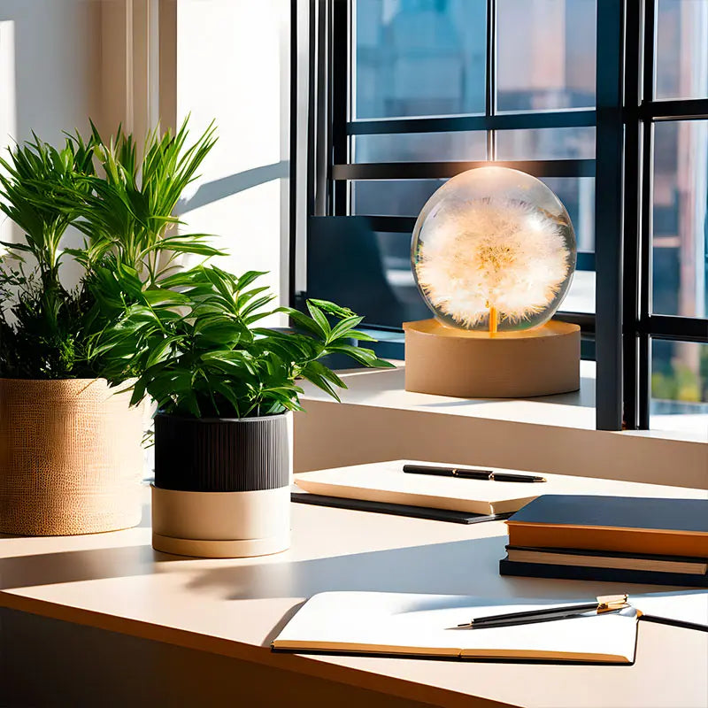 Kristallkugel-Lampe mit 3D-Blütenmotiv