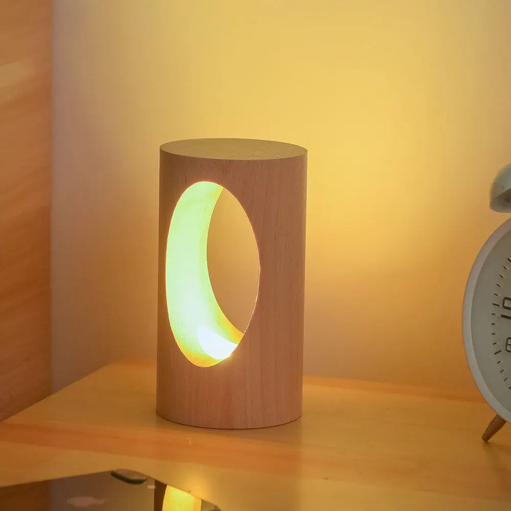 Rechteckige LED-Nachtlampe aus Massivholz