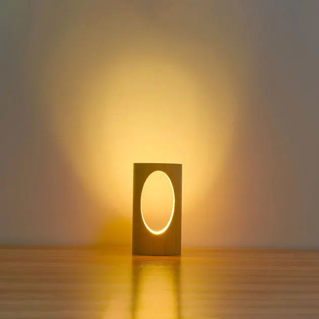 Rechteckige LED-Nachtlampe aus Massivholz