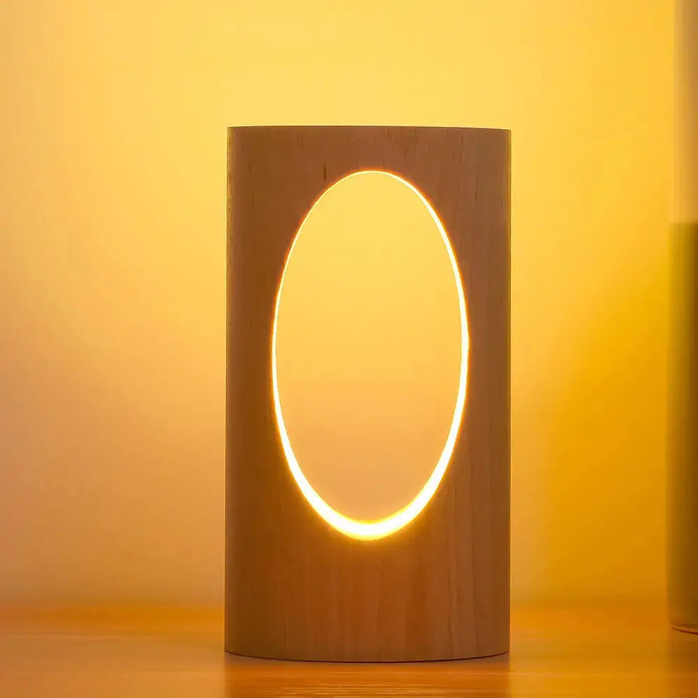Rechteckige LED-Nachtlampe aus Massivholz