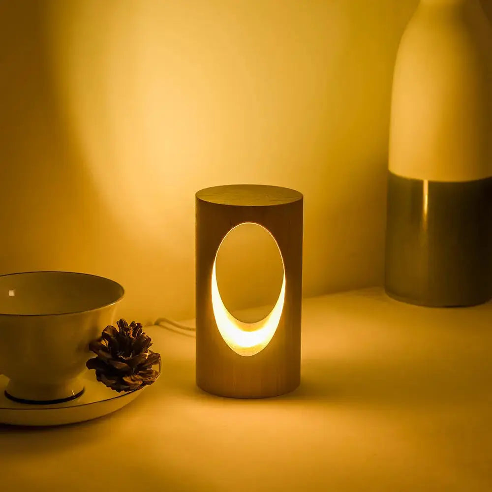 Rechteckige LED-Nachtlampe aus Massivholz