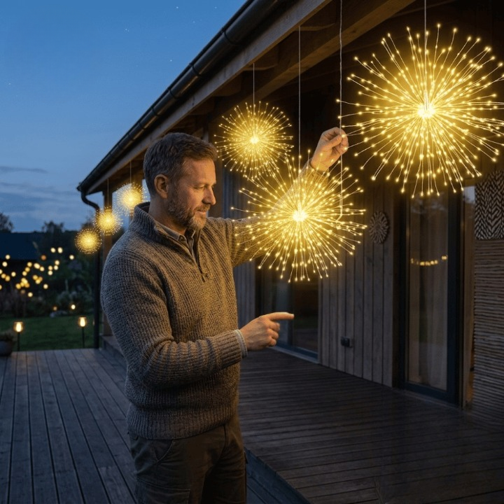Solar-LED-Gartenlichter – Feuerwerkseffekt, ohne Kabel