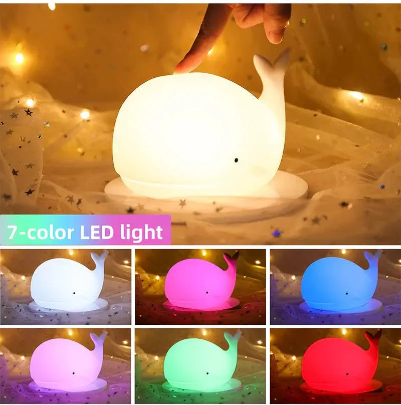 Kinder-Wal-Nachtlicht – Farbwechsel-LED, Touch & USB