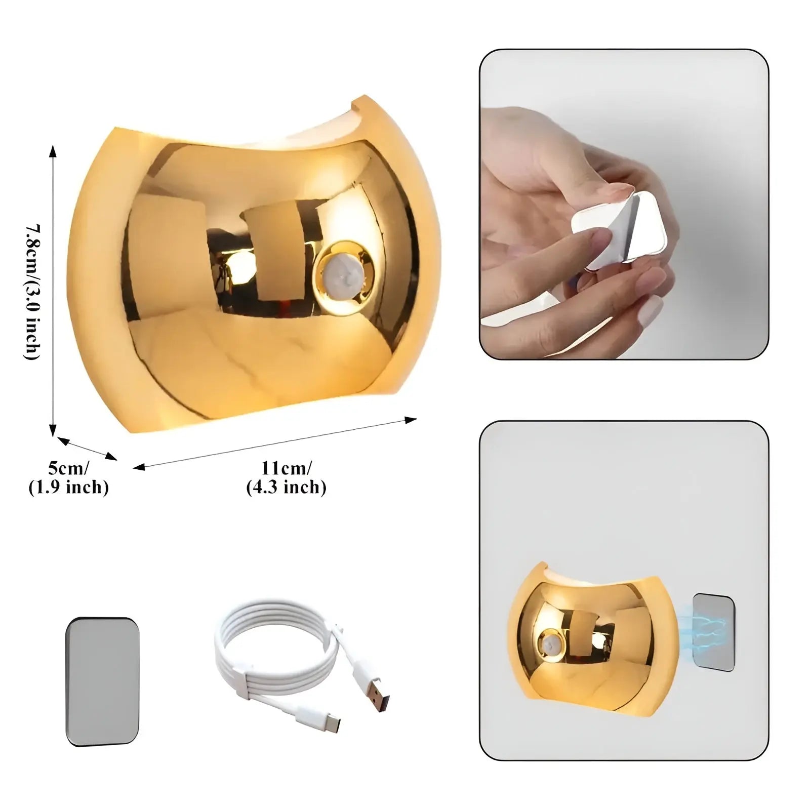 Aufladbare LED-Wandleuchte – Bewegungssensor & Magnethalterung