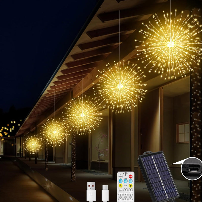 Solar-LED-Gartenlichter – Feuerwerkseffekt, ohne Kabel