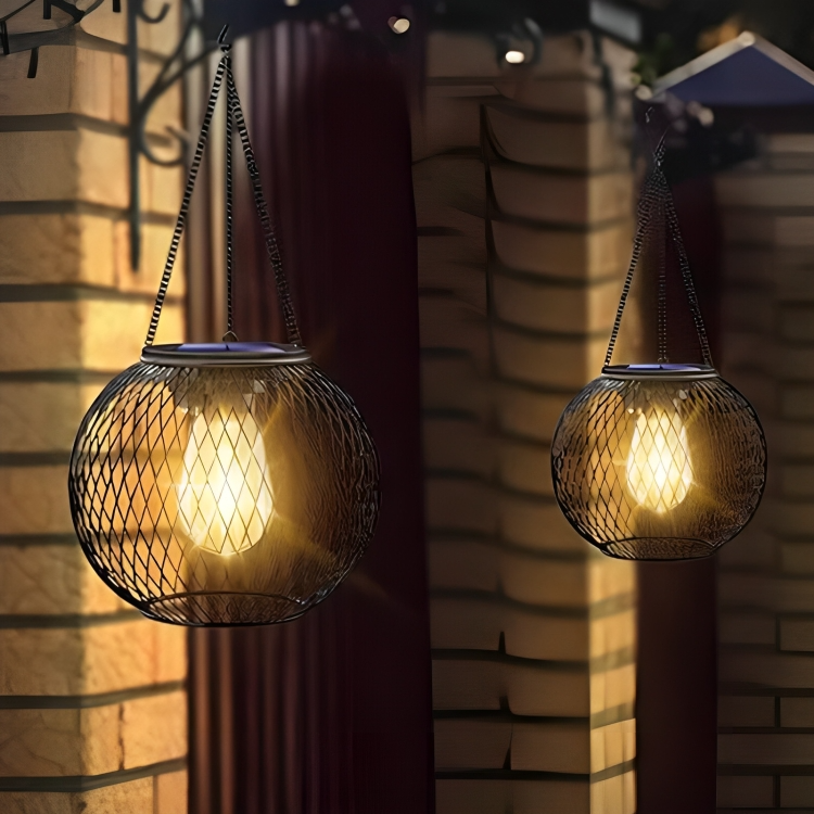 Solar-Gartenlaterne mit Metallgitter - Retro Design