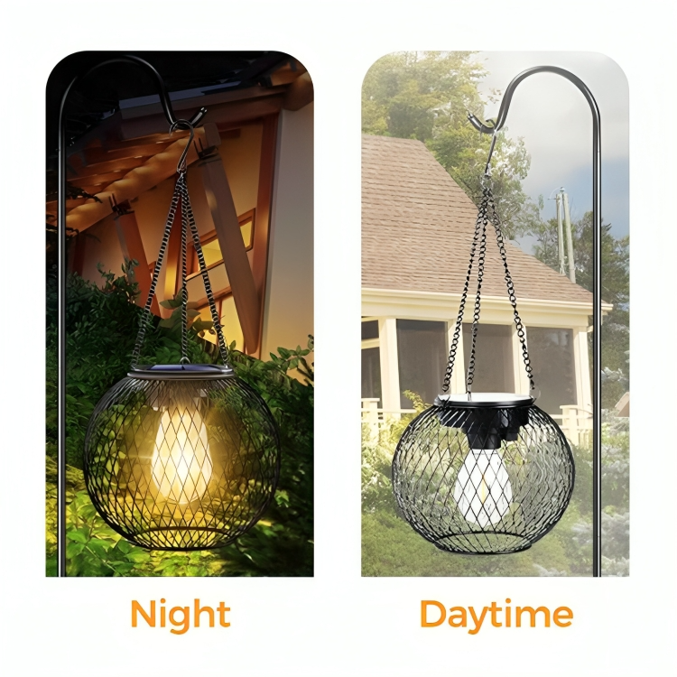 Solar-Gartenlaterne mit Metallgitter - Retro Design