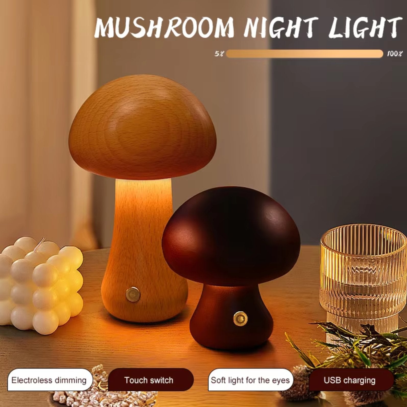MushGlow | Wärme und Atmosphäre in einem schönen Holzdesign.