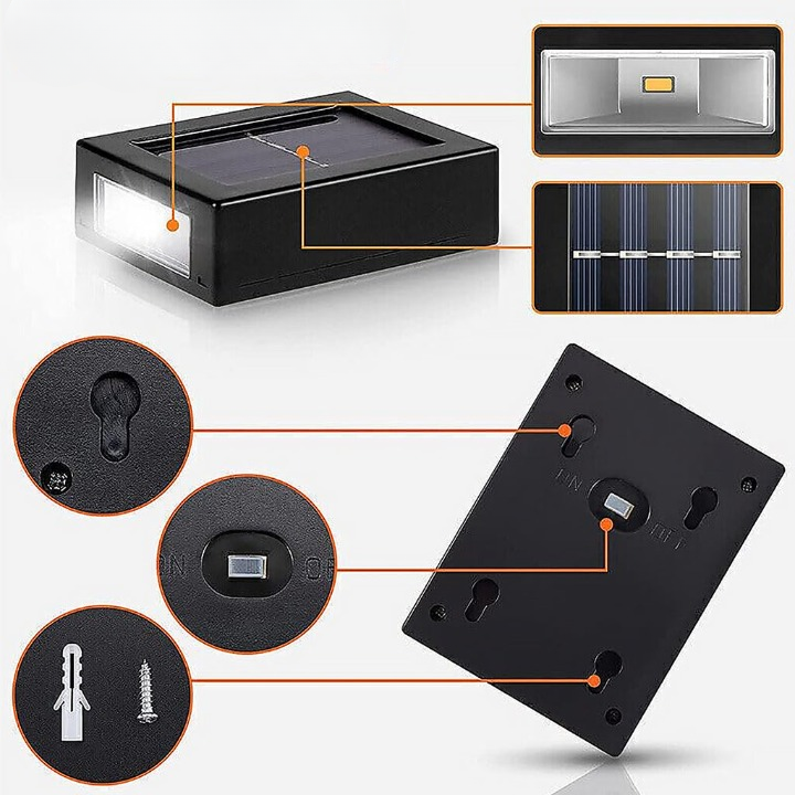 Solar-Wandleuchte Außen — Warmweißes LED-Licht, IP44, kabellos
